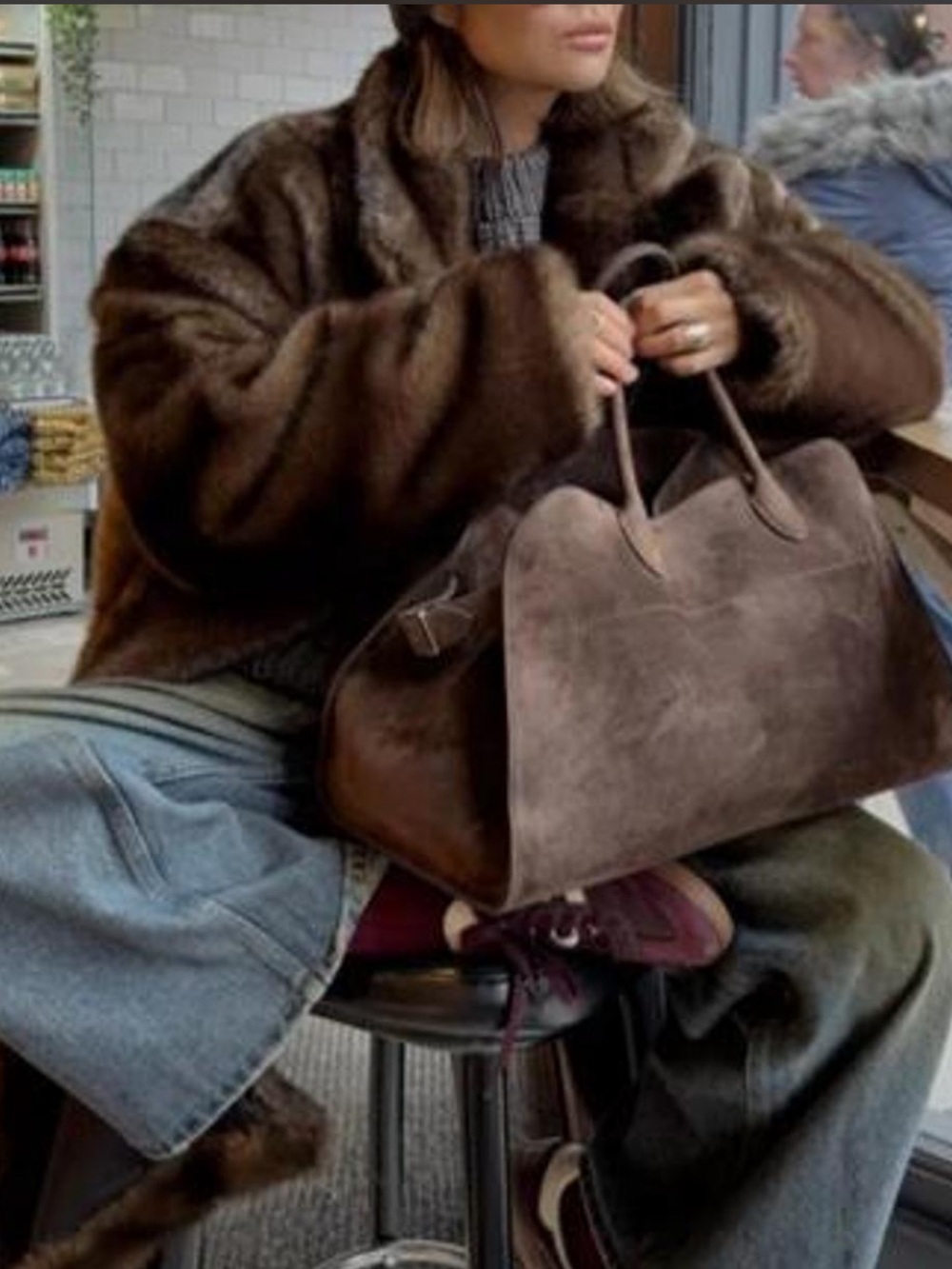 DUPE The Row Brown Suede Tote with Leather Handles